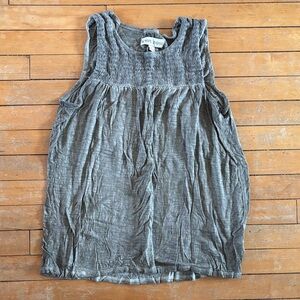 Knox Rose Sleeveless Smocked Yoke Tank Top — Grayish Green